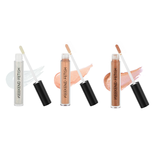 Weekend Fetish Natural Glow Lip Gloss Trio featuring Diamond Dust, Flawless and Golden Shimmer